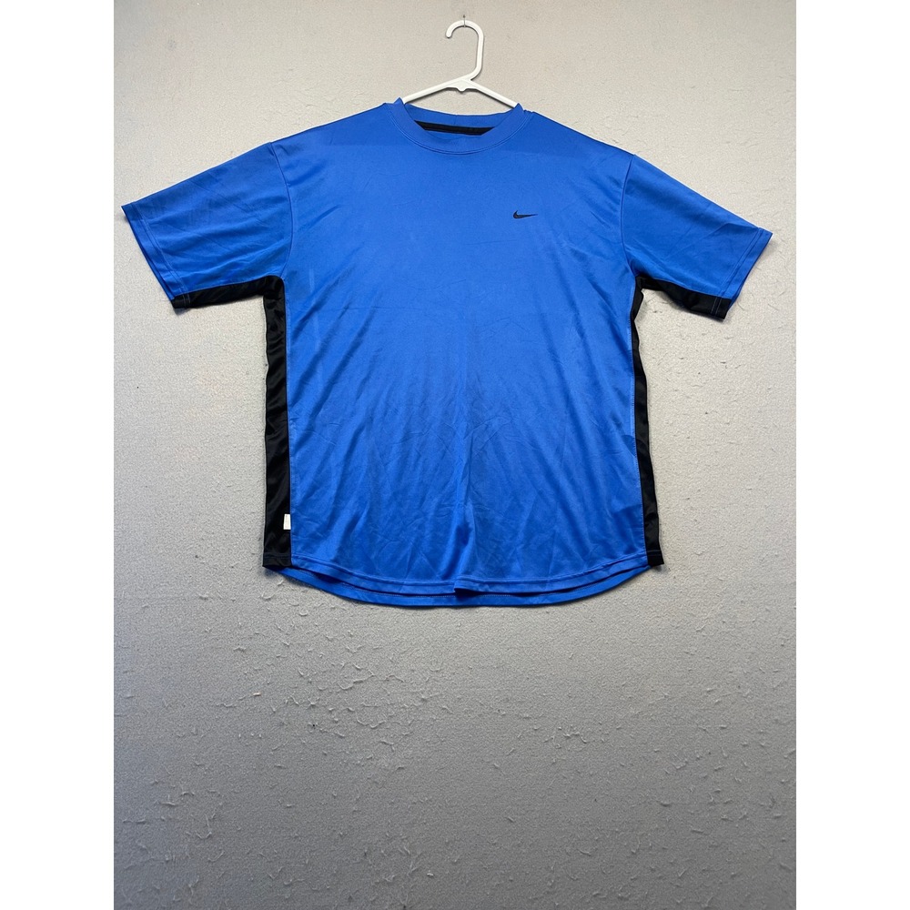 Nike T Shirt Polyester Blue Solid Large Mens